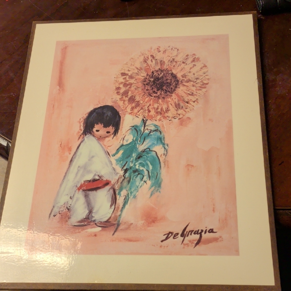 Sunflower Child Art Print - Cream and Blue